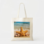 Tote Bag Starfish and Seashells on the Beach Personnalisé (Devant)