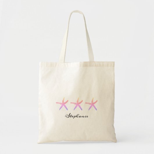 Tote Bag Starfish Pink Art Monogrammes Jolie Plage Nautique (Devant)