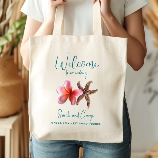 Tote Bag Starfish Plumeria Merci double face