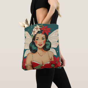 Tote Bag Starlette Pin-Up Rétro Tropical Noël des Années 50