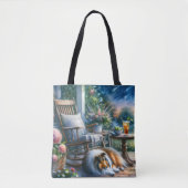 Tote Bag Starlit Garden Porch Sheltie Dream (Devant)