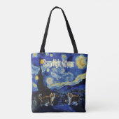 Tote Bag Starry Night Cat Lovers Festive Christmas (Dos)