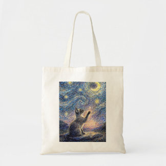 Tote Bag Starry Night Cat – Van Gogh Style Art 
