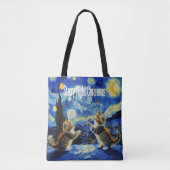 Tote Bag Starry Night Kittymas Noël Spoof (Devant)