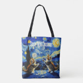 Tote Bag Starry Night Kittymas Noël Spoof (Dos)