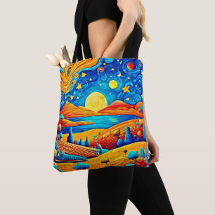 Tote Bag Starry Night Surrealism Dessin