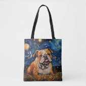 TOTE BAG STARRY NIGHT THEMEME BULLDOG CHIEN (Devant)