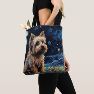TOTE BAG STARRY NIGHT THEMEME CAIRN TERRIER CHIEN