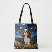 TOTE BAG STARRY NIGHT THEMEME CAVALIER KING CHARLES SPANIEL (Devant)