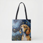 TOTE BAG STARRY NIGHT THEMEME CHIEN BEAGLE (Devant)