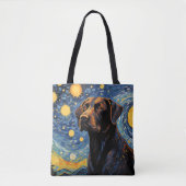 TOTE BAG STARRY NIGHT THEMEME LABRADOR RETRIEVER CHIEN (Devant)
