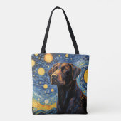 TOTE BAG STARRY NIGHT THEMEME LABRADOR RETRIEVER CHIEN (Dos)