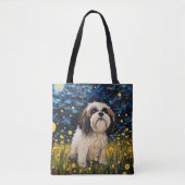 TOTE BAG STARRY NIGHT THEMEME LHASA APSO CHIEN (Devant)