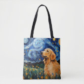 TOTE BAG STARRY NIGHT THEMEME OR RETRIEVER CHIEN (Devant)