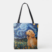 TOTE BAG STARRY NIGHT THEMEME OR RETRIEVER CHIEN (Dos)