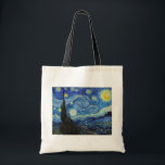 Tote Bag Starry Night, Vincent van Gogh<br><div class="desc">Vincent Willem van Gogh (30 mars 1853 - 29 juillet 1890) était un peintre post-impressionniste hollandais qui est l'une des figures les plus célèbres et influentes de l'histoire de l'art occidental. En un peu plus de dix ans, il a créé environ 2100 oeuvres, dont environ 860 peintures à l'huile, dont...</div>