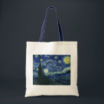 Tote Bag Starry Night Vincent van Gogh Art Peinture<br><div class="desc">Vincent van Gogh (Néerlandais, 1853 - 1890) Starry Night, 1889, Huile sur toile Non encadré : 73 × 92 cm (28, 7 × 36, 2 po) Ce tableau représente la vue depuis la fenêtre est de la chambre d'asile de Van Gogh à Saint-Rémy-de-Provence, il ajoute un village aménagé. Il est...</div>