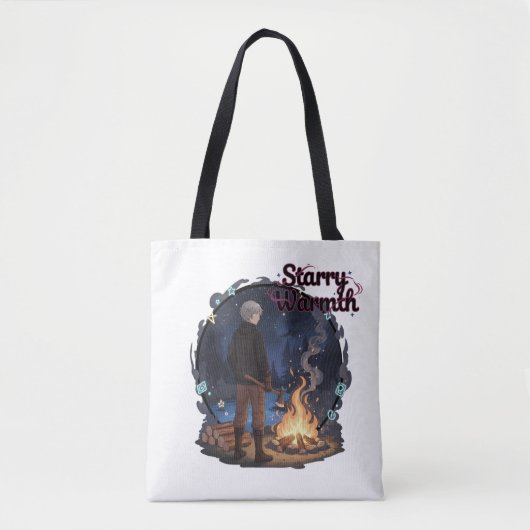 Tote Bag Starry Warmth - Lumberjack Anime Boy by Campfire (Devant)