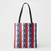 TOTE BAG STARS ET STRIPES BLEUS BLANCS ROUGES PATRIOTIQUES (Devant)