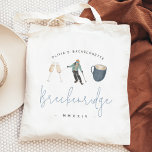 Tote Bag Station de ski d'hiver Bachelorette personnalisée<br><div class="desc">Commencez la fête avec ces mignonettes qui sont faciles à personnaliser pour votre soirée de bachelorette, la nuit, ou le week-end des filles! Le design de la station de ski d'hiver présente de délicates aquarelles illustrant des verres de champagne, un skieur et un cacao chaud avec des lettres d'accent bleu...</div>
