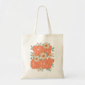 Tote Bag "Stay Groovy" Retro 70s Floral Quote (Devant)
