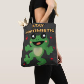Tote Bag Stay Hoptimistic Cute Frog Pun Funny Frog Lover Gi (De près)