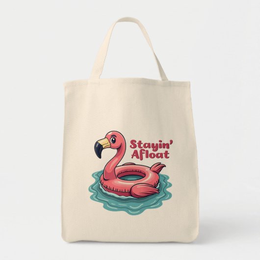 Tote Bag Stayin’ En Mer Funny Flamant rose Pool Flottant Re (Devant)