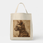 Tote Bag Steampunk Cat Retro (Dos)