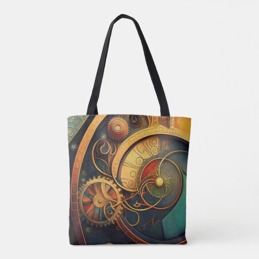 Tote Bag Steampunk Clockwork Abstract Design (Dos)