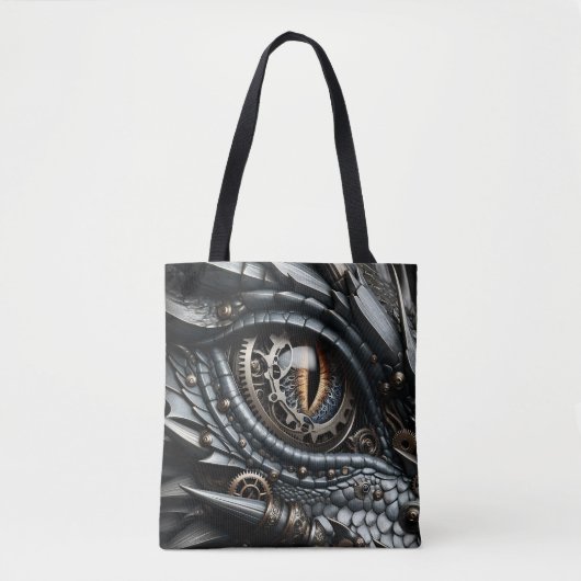Tote Bag Steampunk Dragon Eye Closeup Ai Art (Devant)