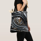 Tote Bag Steampunk Dragon Eye Closeup Ai Art (De près)