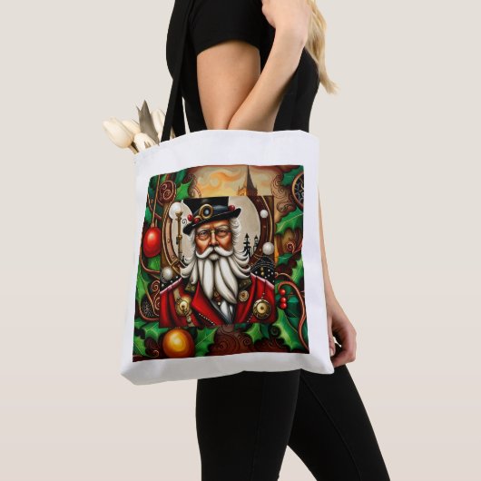 Tote Bag Steampunk Père Noël Yuletide Enchanter (De près)