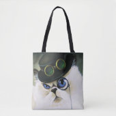 Tote Bag Steampunk Siamese Persian Chat (Devant)