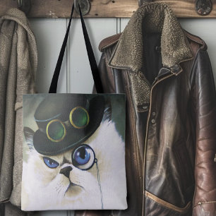 Tote Bag Steampunk Siamese Persian Chat