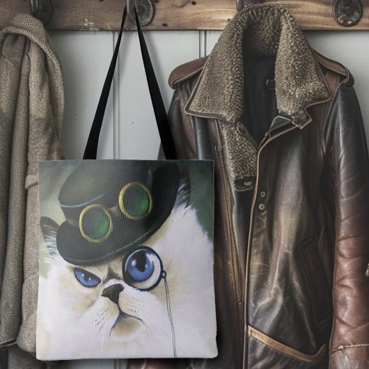 Tote Bag Steampunk Siamese Persian Chat