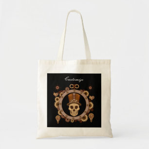 Tote Bag Steampunk Theme Top Hat Skull Thunder_Cove