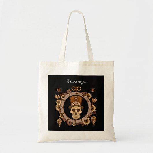 Tote Bag Steampunk Thème Top Hat Skull Thunder_Cove (Devant)