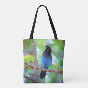Tote Bag Steller's Jay Painting - Art original pour oiseaux