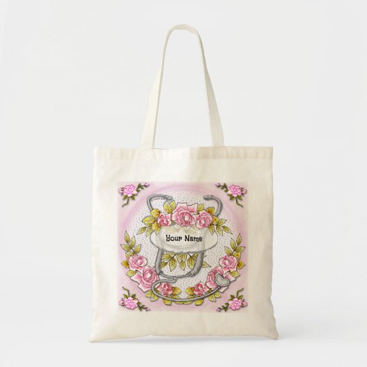 Tote Bag Stethoscope rose (Devant)