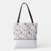 Tote Bag Stéthoscopes, Coeurs et Signature Pois (Dos)