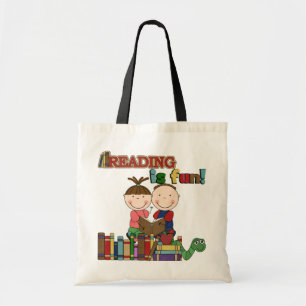 Tote Bag Stick Figure Kids Reading is Fun