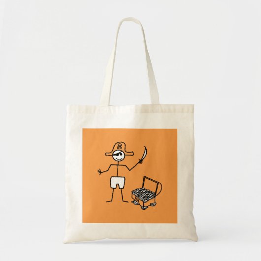 Tote Bag Stickman Pirate Avec Poitrine Au Trésor (Devant)