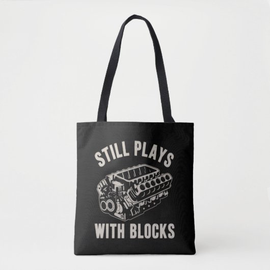 Tote Bag Still Plays with Blocks Funny Car Mechanic Racing  (Devant)