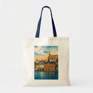 Tote Bag Stockholm Suède Illustration Art de Voyage Vintage