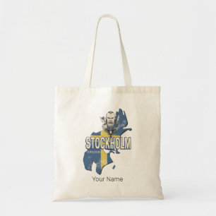 Tote Bag Stockholm Suède Province Carte Souvenir Vintage