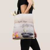 Tote Bag Stones Zen, Fleurs, Arbre d'or femmes Silhouette (De près)