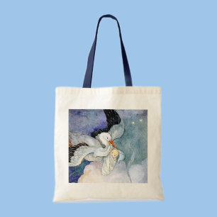 Tote Bag Stork and Baby
