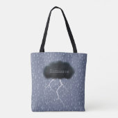 Tote Bag Stormy Day Thunder Cloud & pluie Customisé Bleu (Dos)