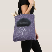 Tote Bag Stormy Day Thunder Cloud & pluie Customisé violet (De près)
