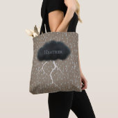 Tote Bag Stormy Day Thunder Cloud & Rain Customisé Brown (De près)